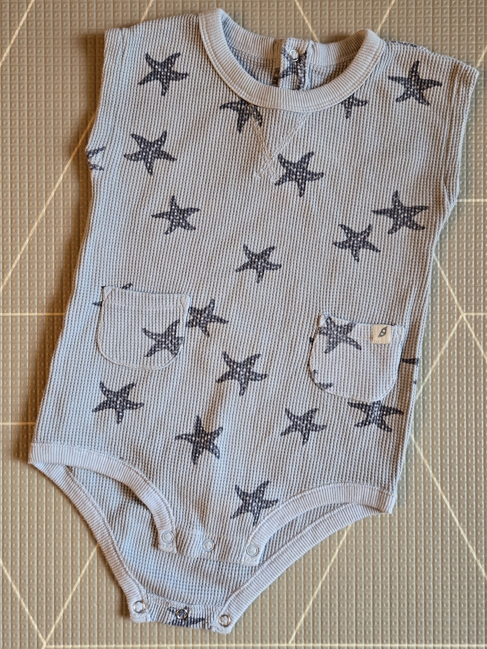 Blue Star Waffle-Knit Baby Onesie